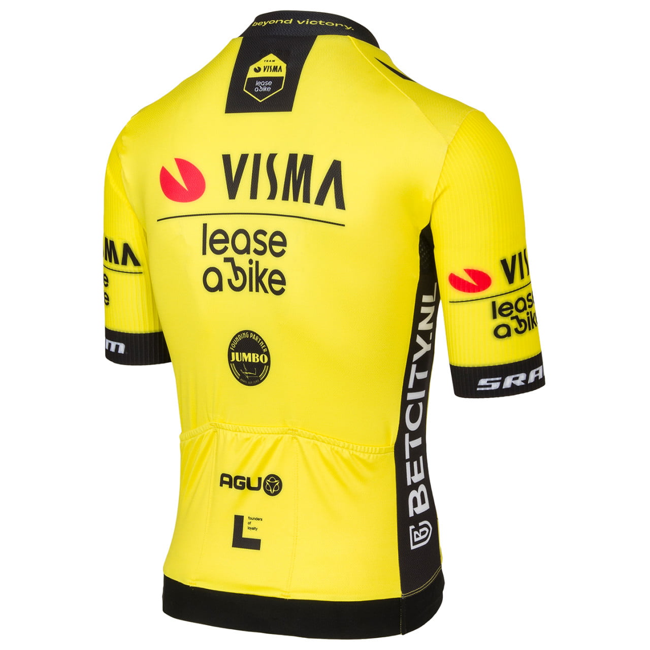 Maillot Manches Courtes Team Visma Lease A Bike Race Jaune Noir