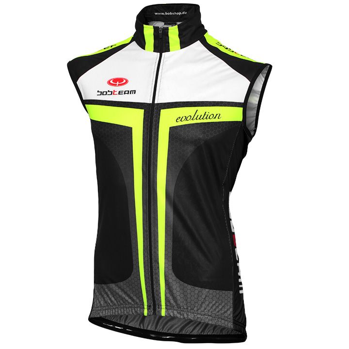 Cycling vest, BOBTEAM Evolution 2.0 black-neon yellow Wind Vest, for men, size L, Cycle gear