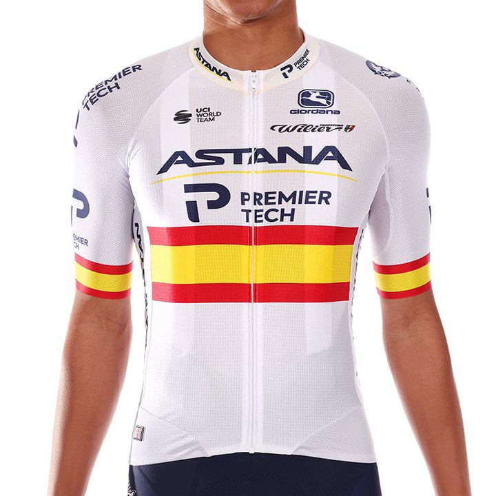ASTANA - PREMIER TECH Short Sleeve Jersey FRC Spanish Champion 2021, for men, size S, Cycling jersey, Cycling clothing
