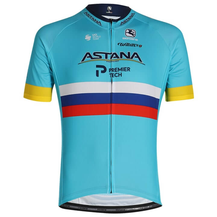 ASTANA PRO TEAM Russian Champion 2020 Short Sleeve Jersey, for men, size S, Cycling jersey, Cycling clothing