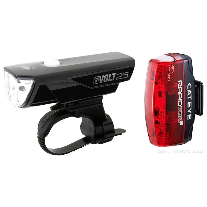 CATEYE Verlichtingsset GVolt75 + Rapid Micro EL360G+TL-LD620G, Fietslamp, Fietsv