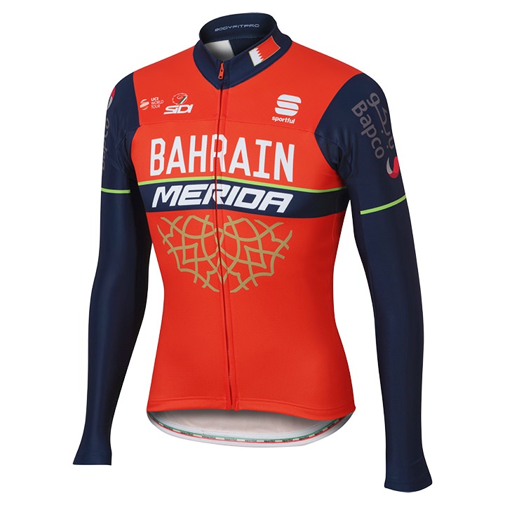 BAHRAIN-MERIDA 2017 fietsshirt met lange mouwen, voor heren, Maat S, Fietsshirt,