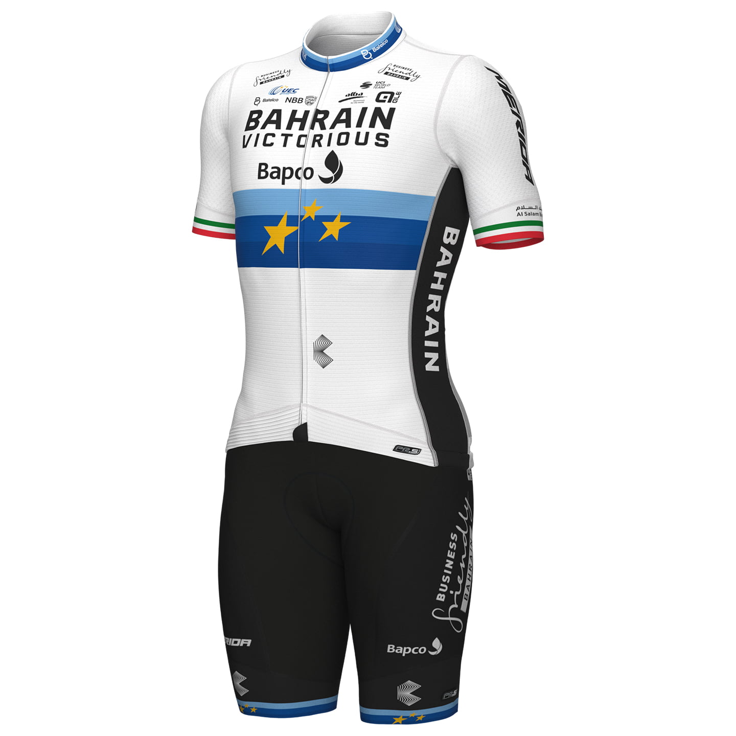 BAHRAIN - VICTORIOUS European Champion 2022 Set (cycling jersey + cycling shorts) Set (2 pieces), for men, Cycling clothing