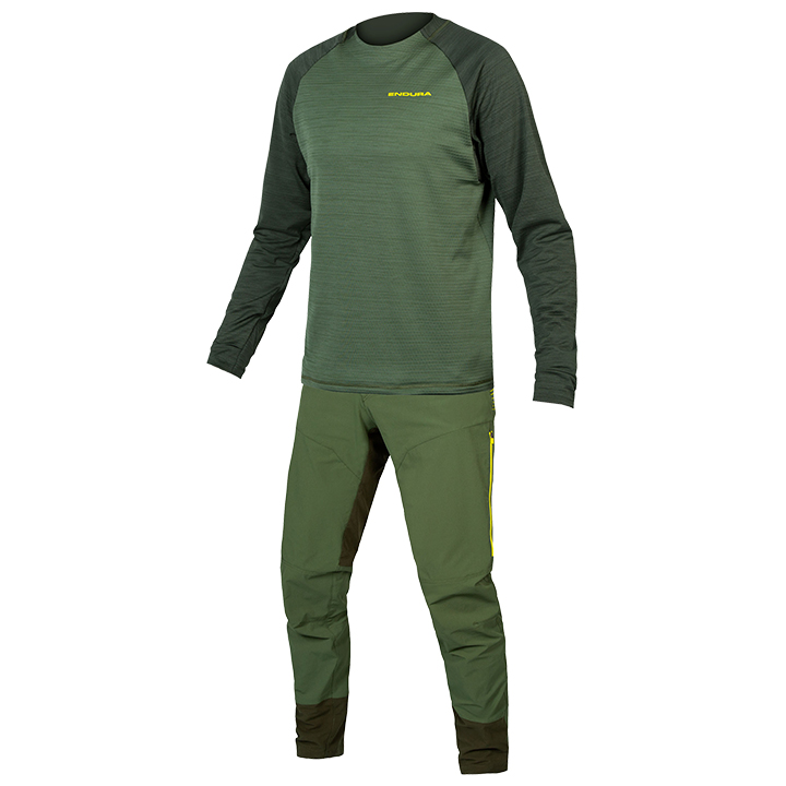 ENDURA Singletrack Fleece Set (fietsshirt + fietsbroek) set (2 artikelen), voor