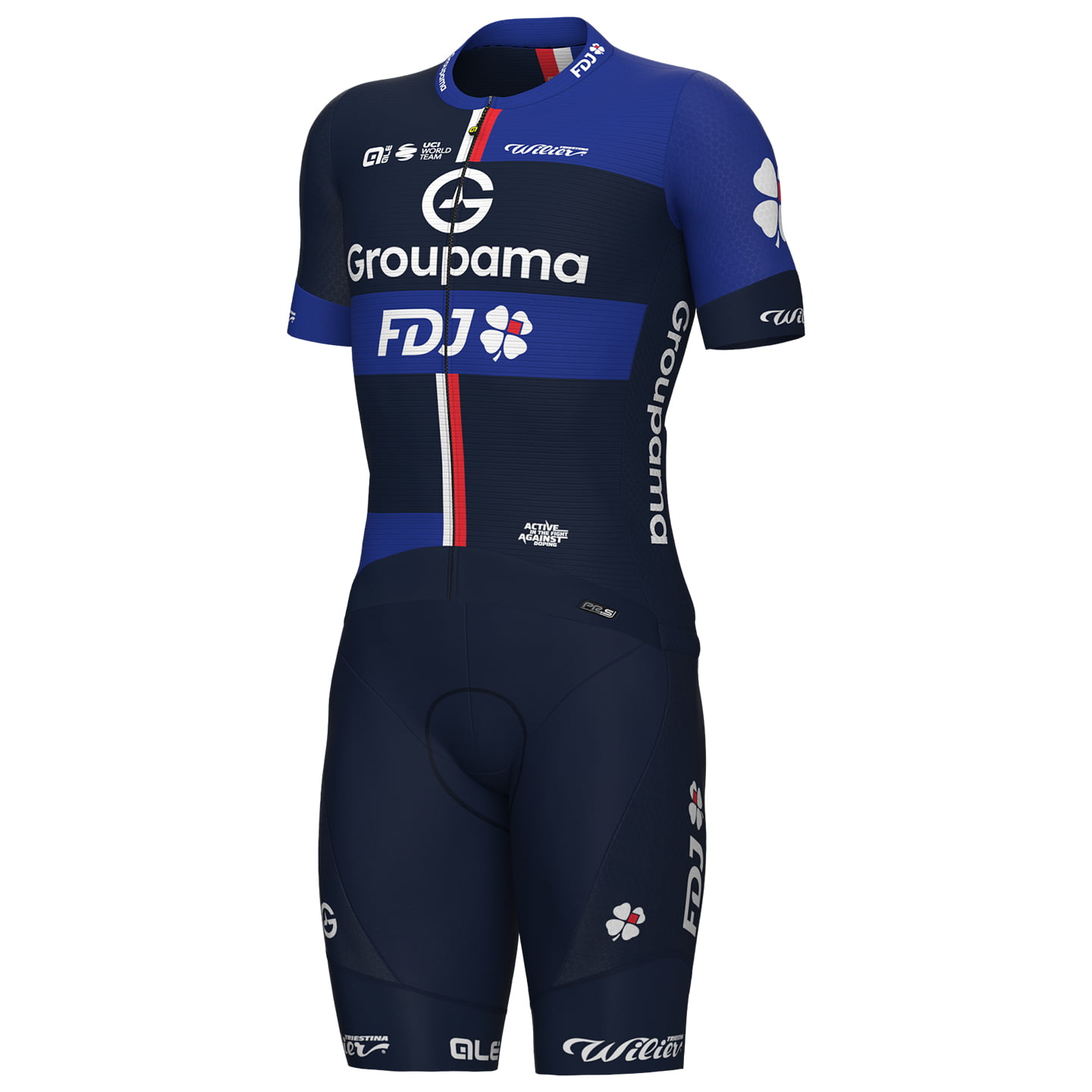 GROUPAMA - FDJ Race 2025 Set (fietsshirt + fietsbroek) set (2 artikelen), voor