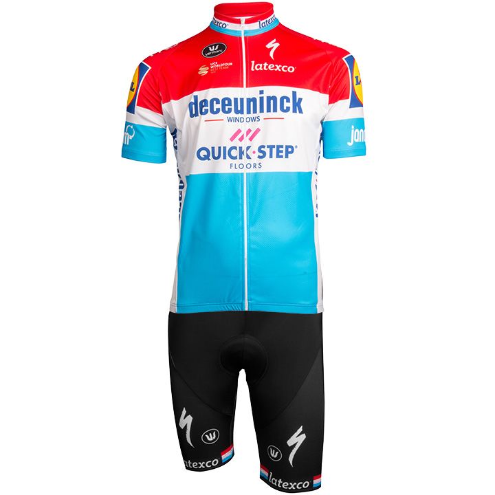 DECEUNINCK-QUICK STEP Luxemburgse kampioen 2019 Set (fietsshirt + fietsbroek), v