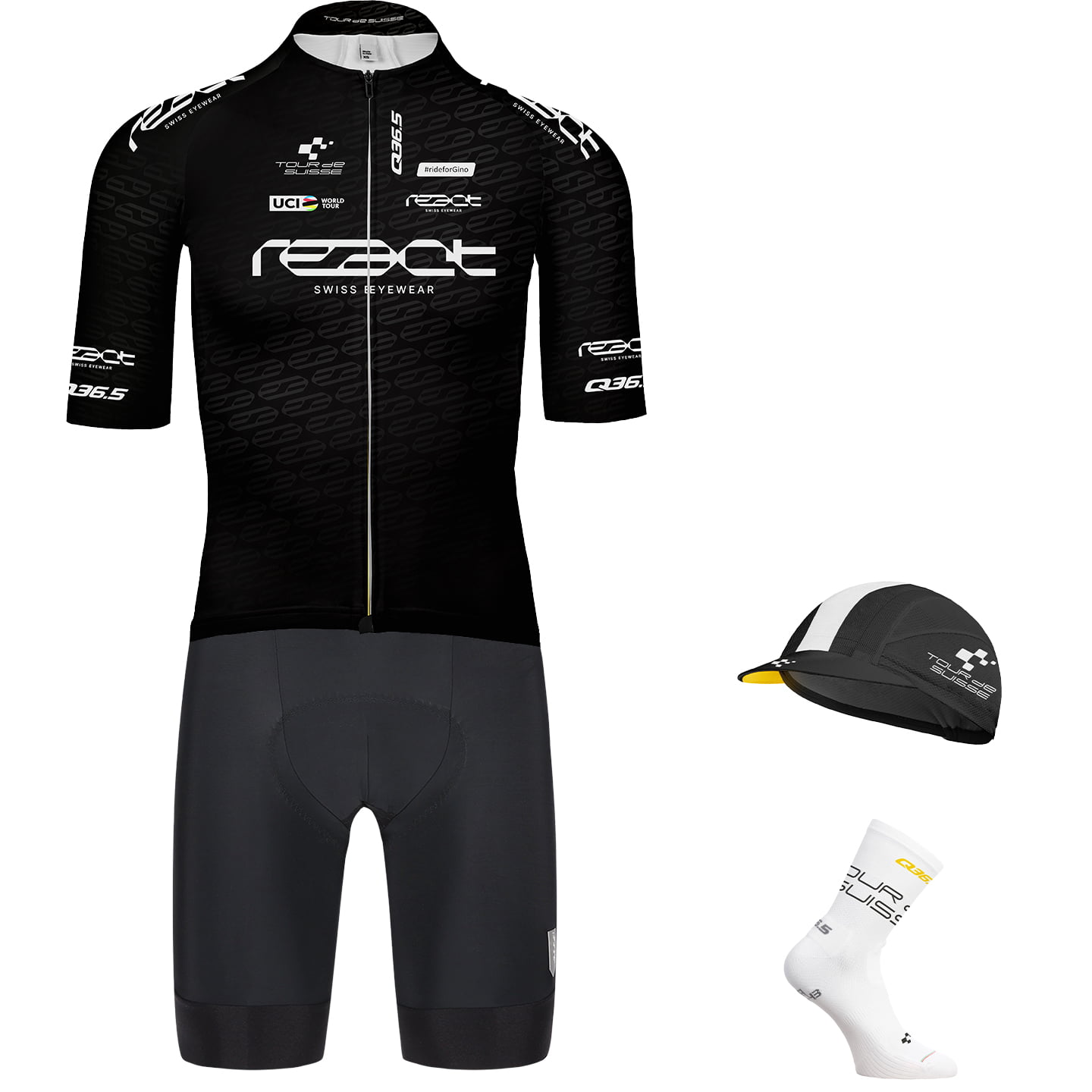 TOUR DE SUISSE Sprinttrikot 2025 Maxi-Set (4 stukken), voor heren, Fietskleding