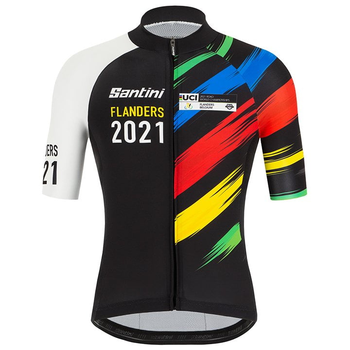 sengetøj tavle Blank FLANDERS UCI WORLD CHAMPION Short Sleeve Jersey 2021 black - multicoloured  | BOBSHOP