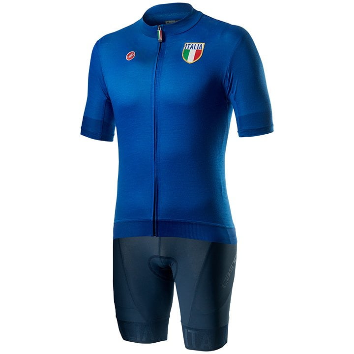 Italië NATIONAL TEAM 2021 Set (fietsshirt + fietsbroek) set (2 artikelen), voor