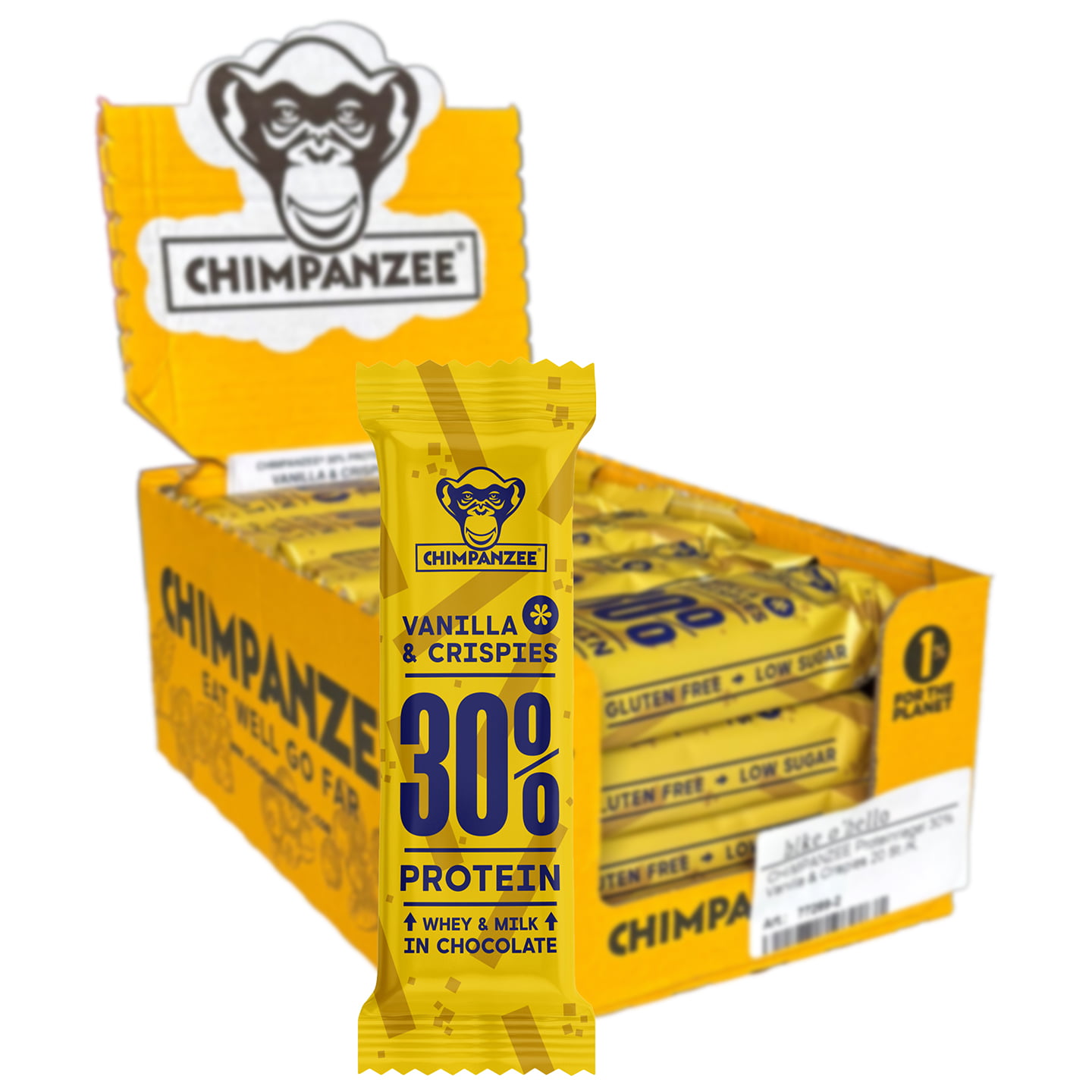 CHIMPANZEE Eiwitreep 30% Vanille&Crispies 20 st./box, Energierepen,