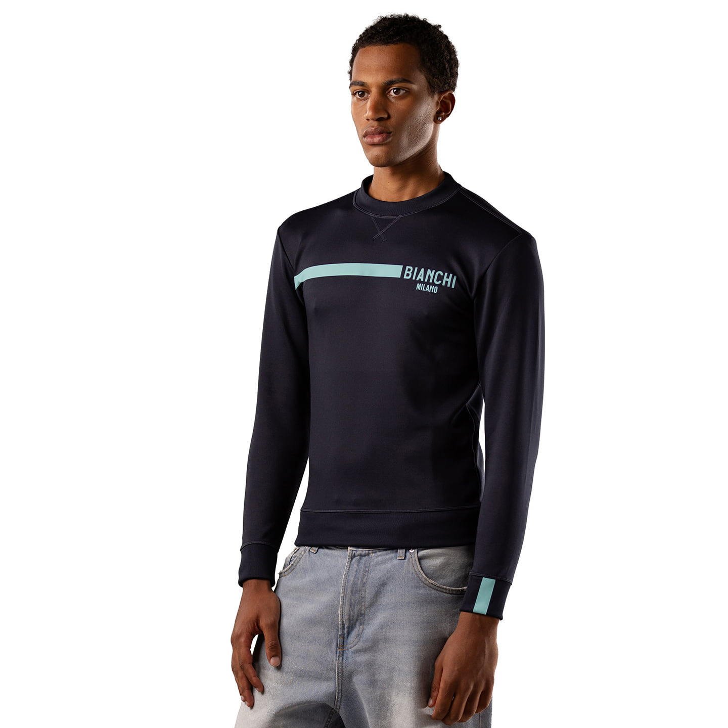 BIANCHI MILANO Sweatshirt Scuba Stripe, voor heren, Maat L, MTB shirt,