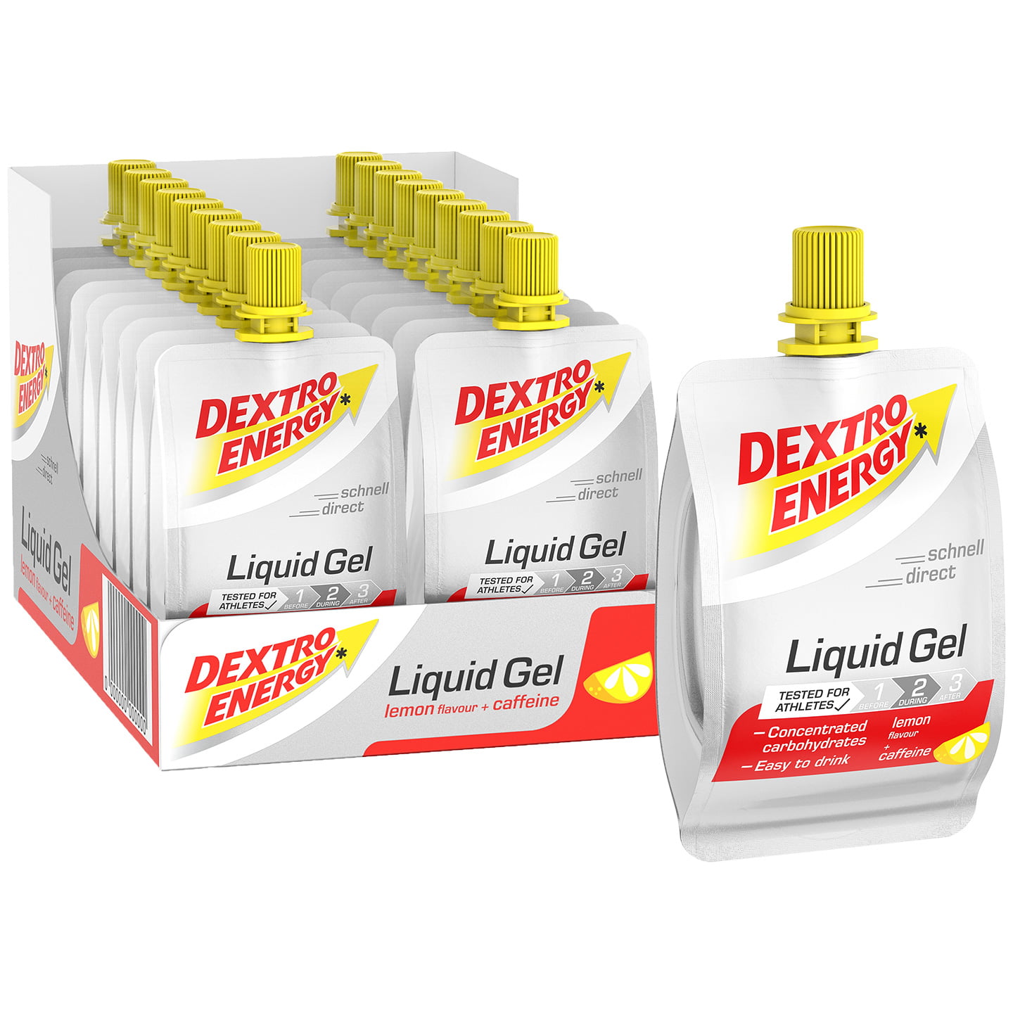 DEXTRO ENERGY Liquid Gel Lemon + Caffeine 18 Sachets per Box, Sports food