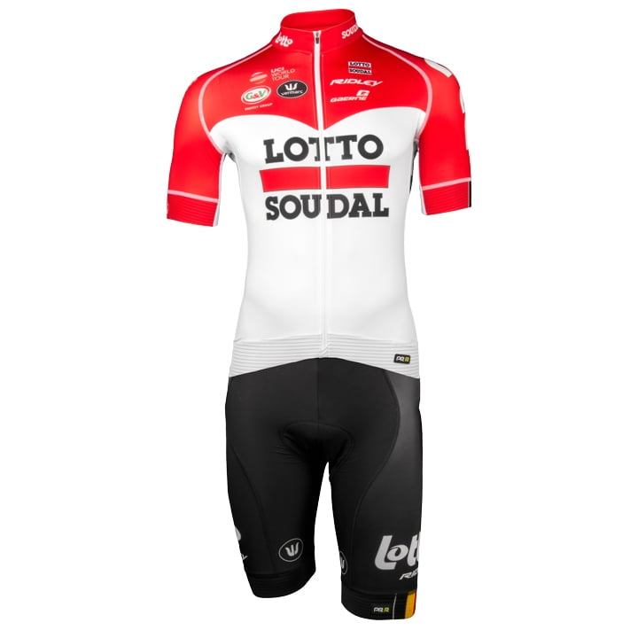 LOTTO SOUDAL PRR 2018 Set (cycling jersey + cycling shorts), for men, Cycling clothing