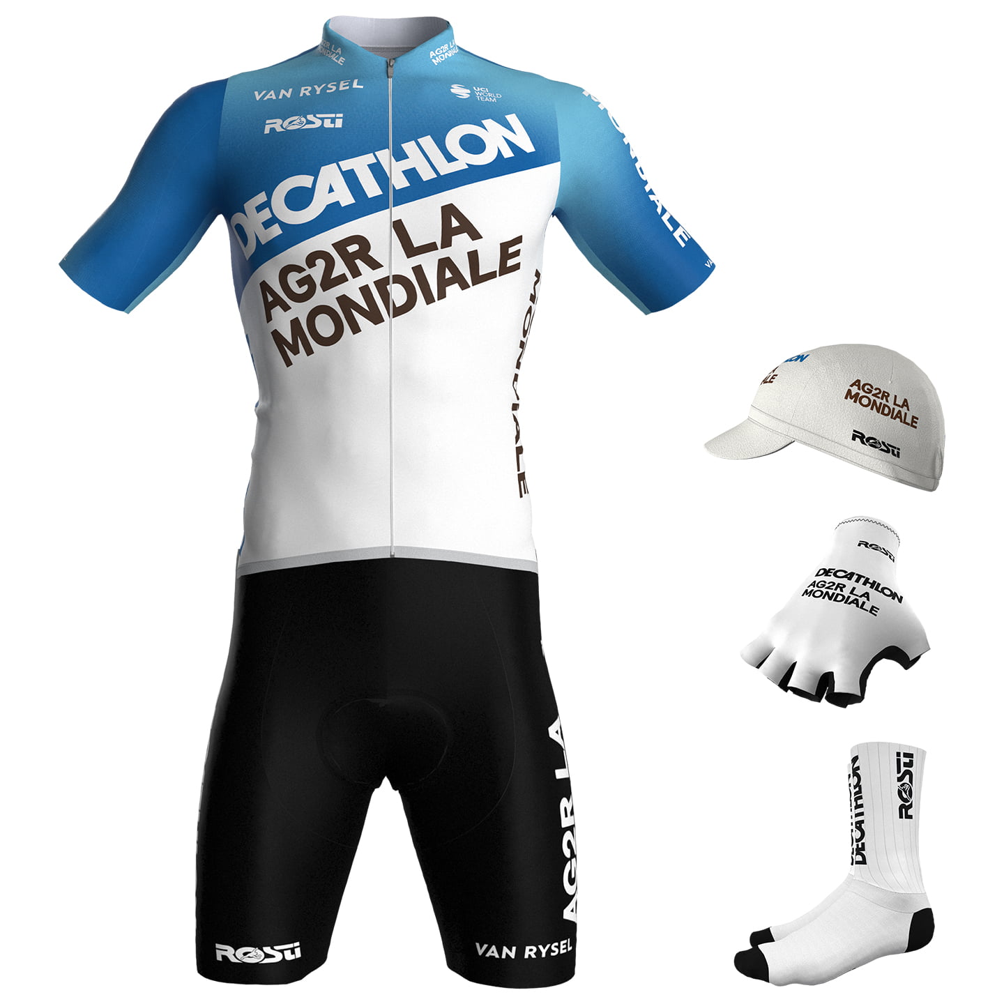 DECATHLON AG2R LA MONDIALE Race 2024 Maxi-Set (5 pieces) Maxi Set (5 pieces), for men, Cycling clothing