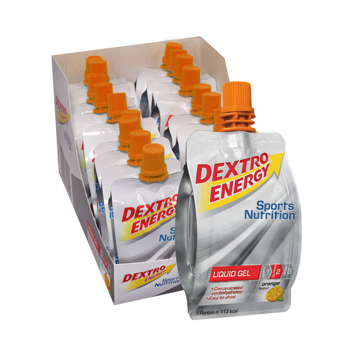 DEXTRO ENERGY Liquid Gel Orange 18 zakjes/doos, Sportgel, Prestatievoeding