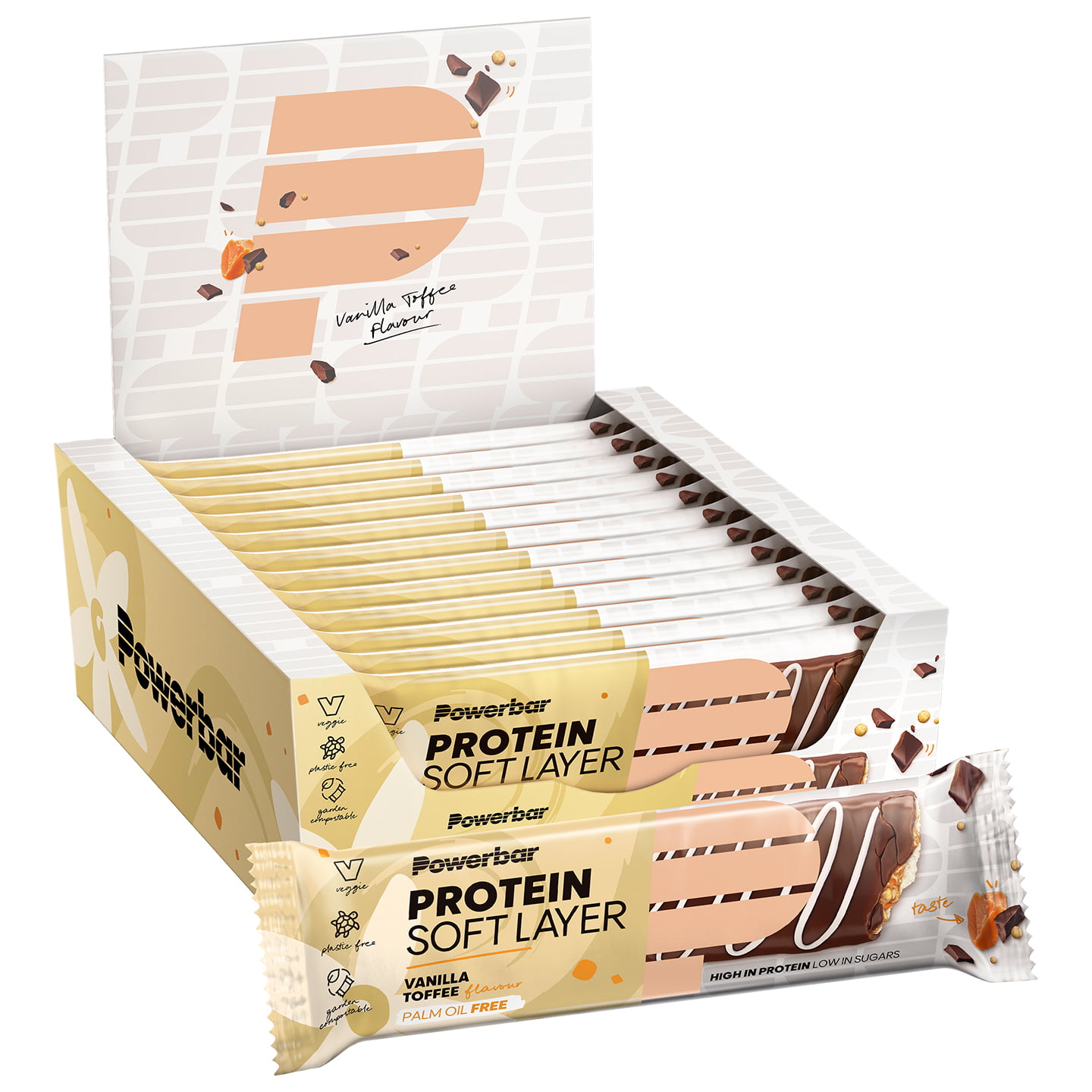POWERBAR Protein Soft Layer Riege Vanilla Toffee 12 Bars per Box Bar, Sports food