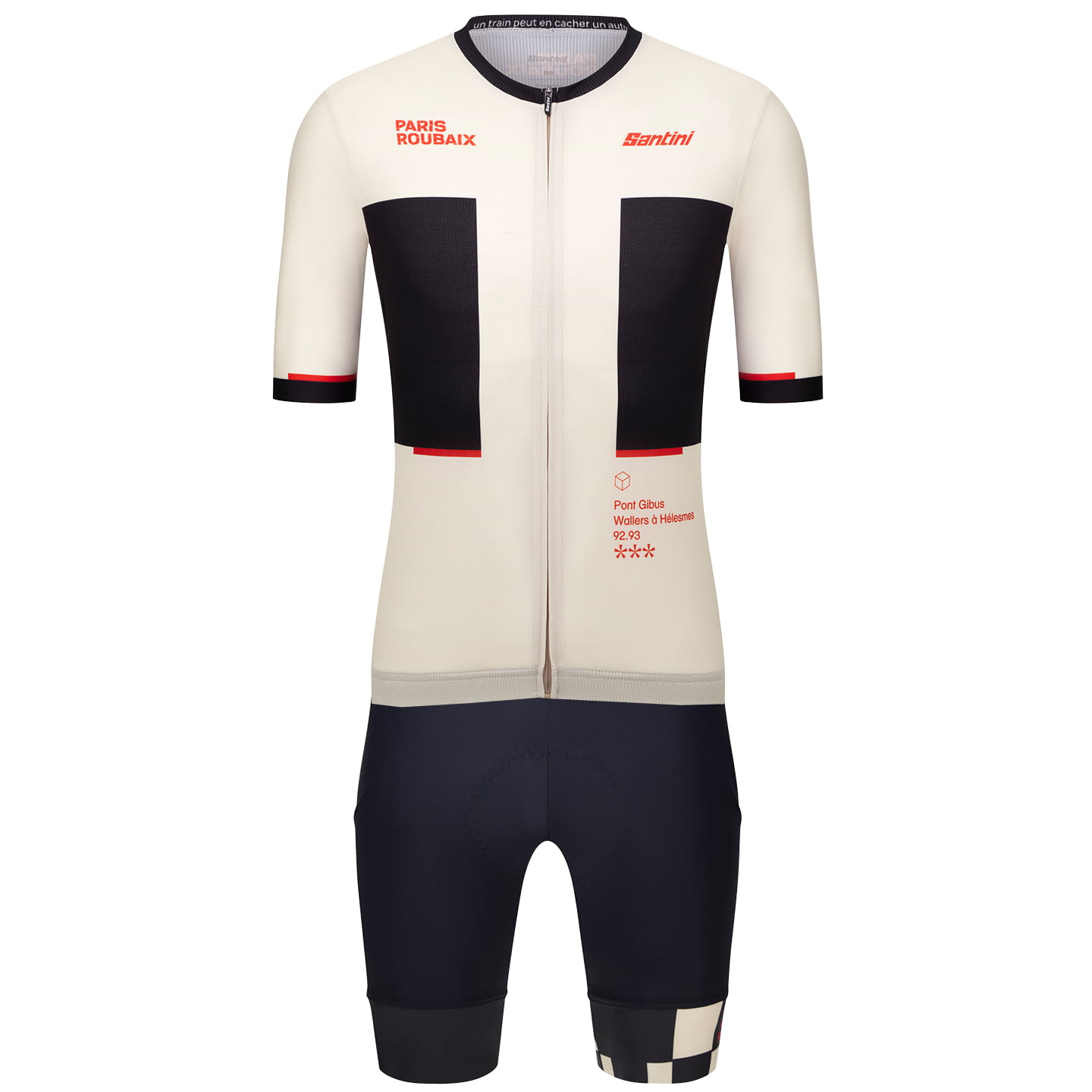 SANTINI Paris-Roubaix 2025 Set (fietsshirt + fietsbroek) set (2 artikelen), voor