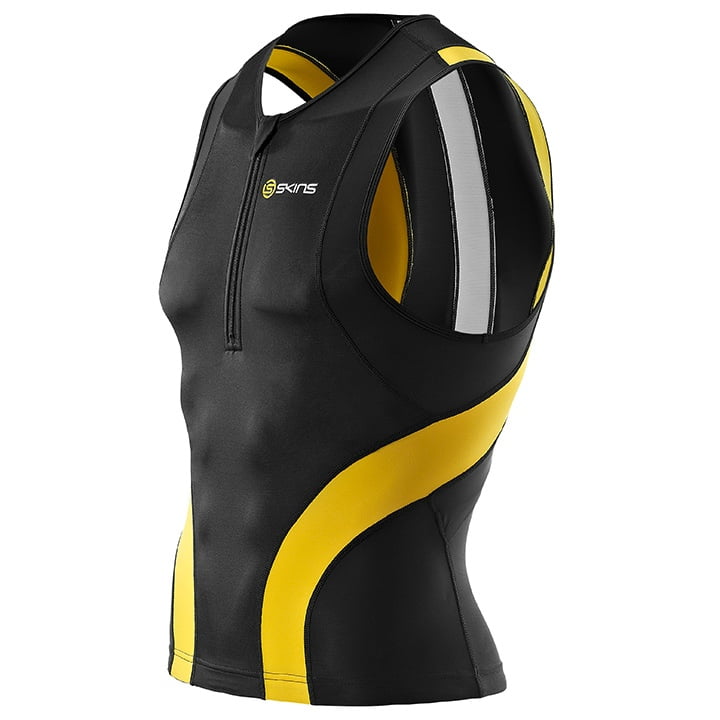 SKINS Tri400, zwart-geel triathlontop, voor heren, Maat M, Triathlon shirt, Tria