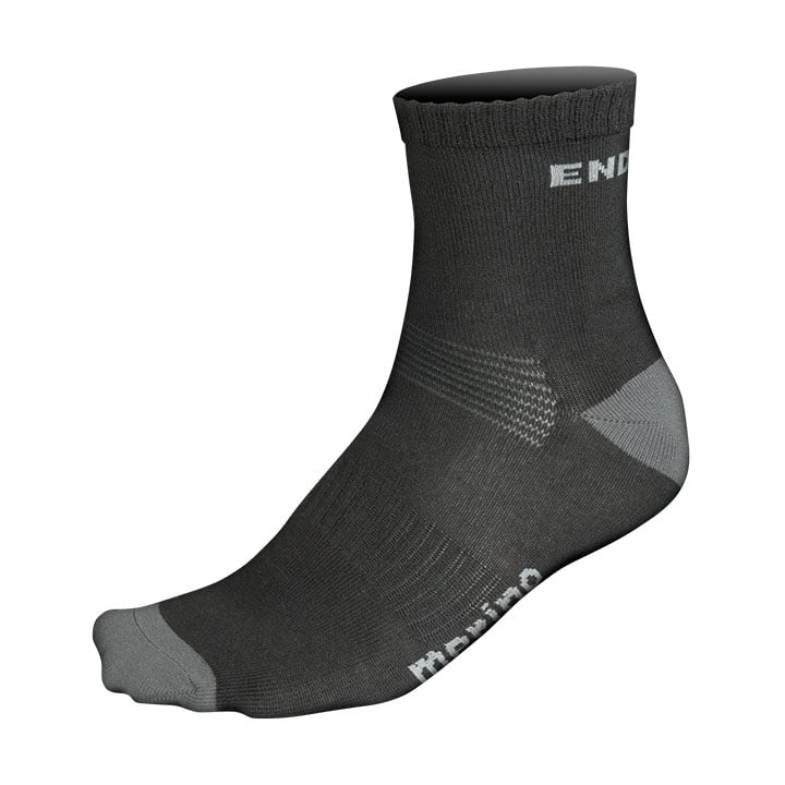 ENDURA Winter cycling socks Merino black (2-pack) Cycling Socks, for men, size S-M, MTB socks, Cycling clothing
