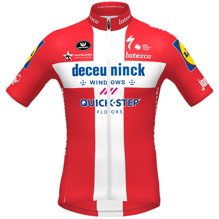 DECEUNINCK-QUICK STEP Short Sleeve Jersey Danish Champion 2021, for men, size S, Cycling jersey, Cycling clothing