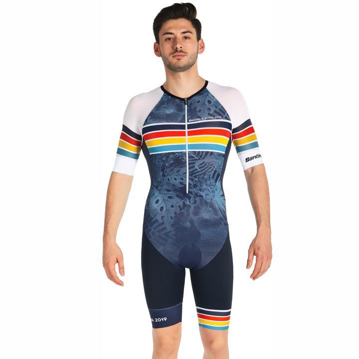 SANTINI Ironman Tri Suit Kona weiß schwarz blau