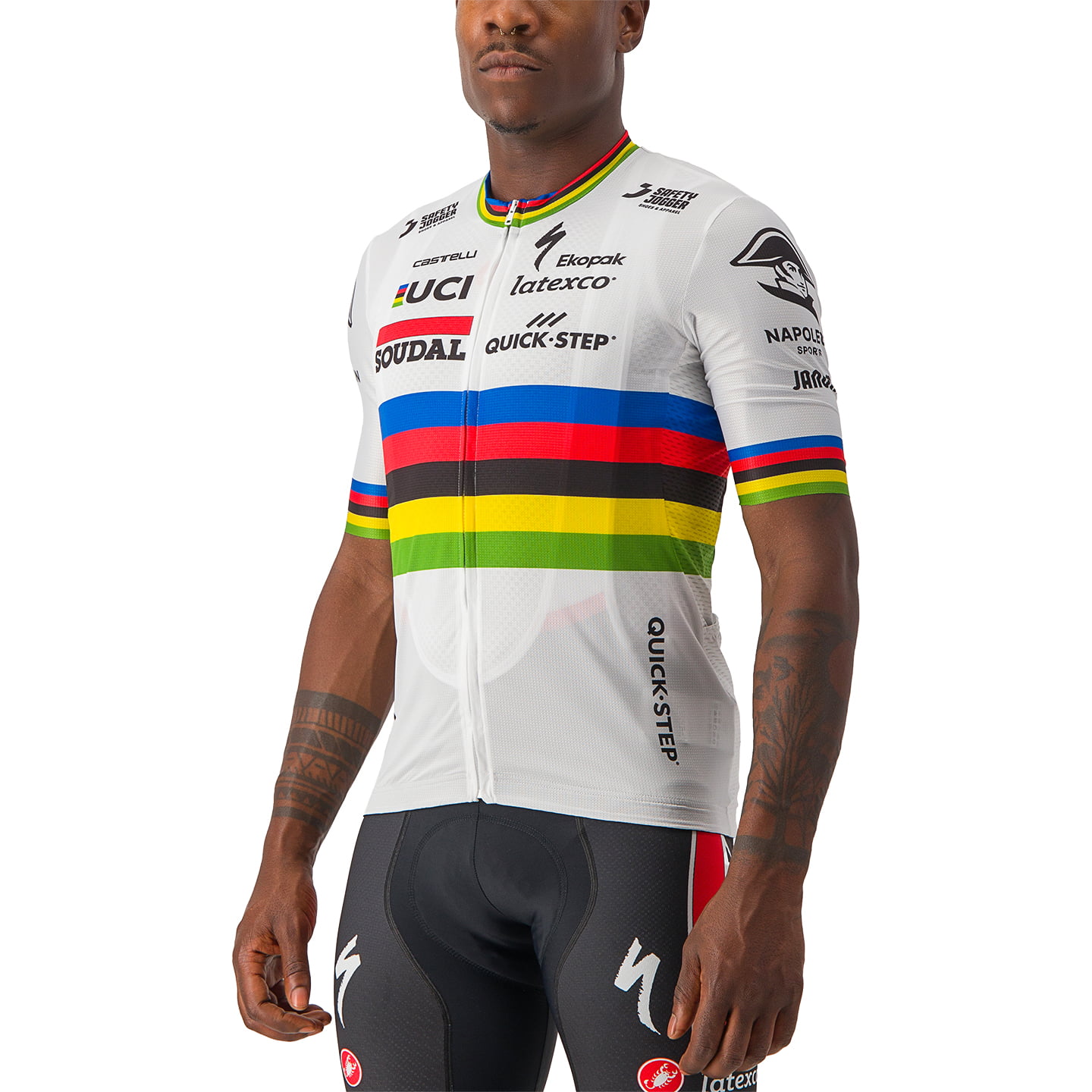 SOUDAL QUICK-STEP World Champion 2023 Short Sleeve Jersey, for men, size 2XL, Cycle shirt, Bike gear