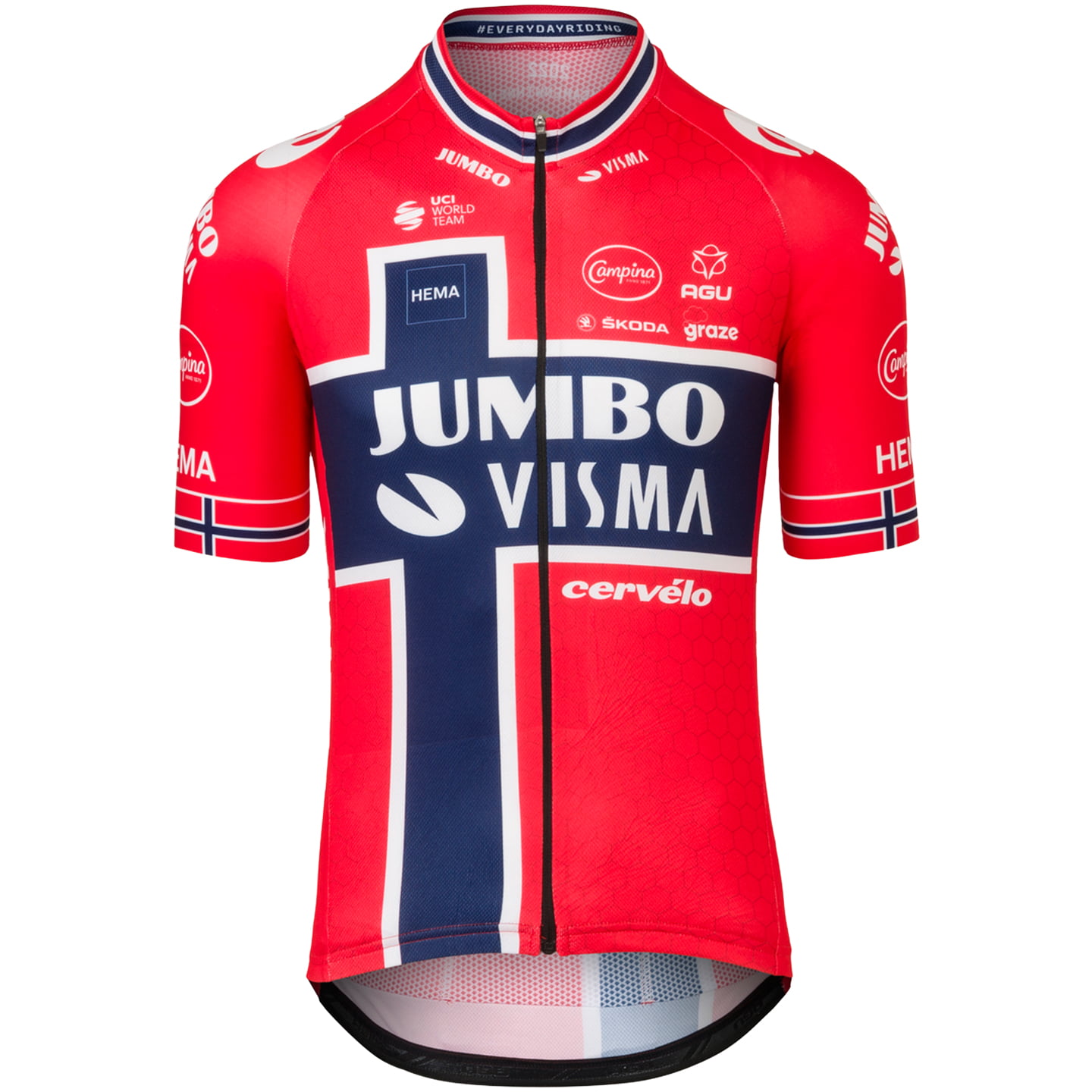 TEAM JUMBO-VISMA 2022 Norwegian Champion Short Sleeve Jersey, for men, size 2XL, Cycle shirt, Bike gear