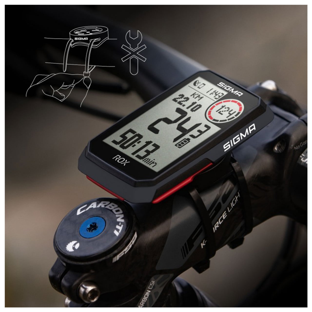 Compteur de vélo Sigma ROX 4.0 + capteur de vitesse et de cadence