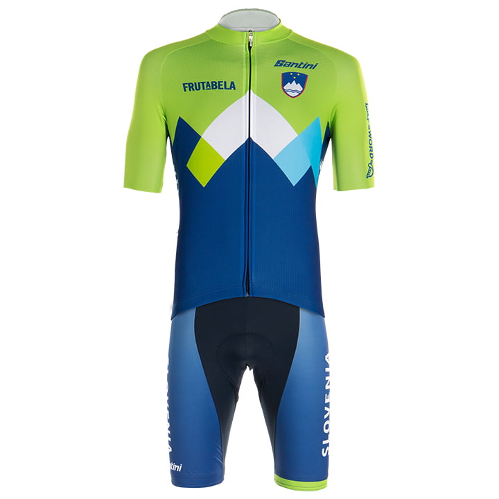 SLOVEENS NATIONAAL TEAM 2021 Set (fietsshirt + fietsbroek), voor heren, Fietskle