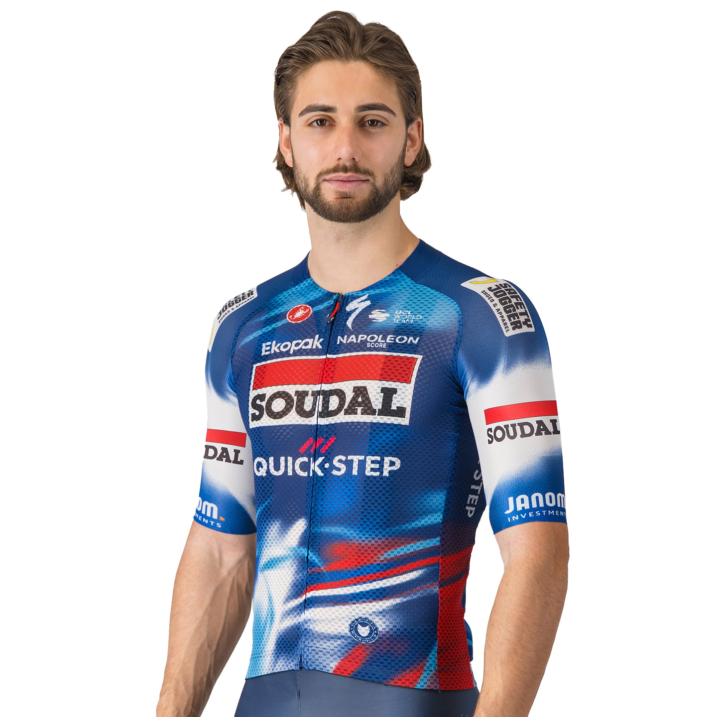 SOUDAL-QUICK-STEP Race 2025 fietsshirt met korte mouwen, voor heren, Maat 2XL,