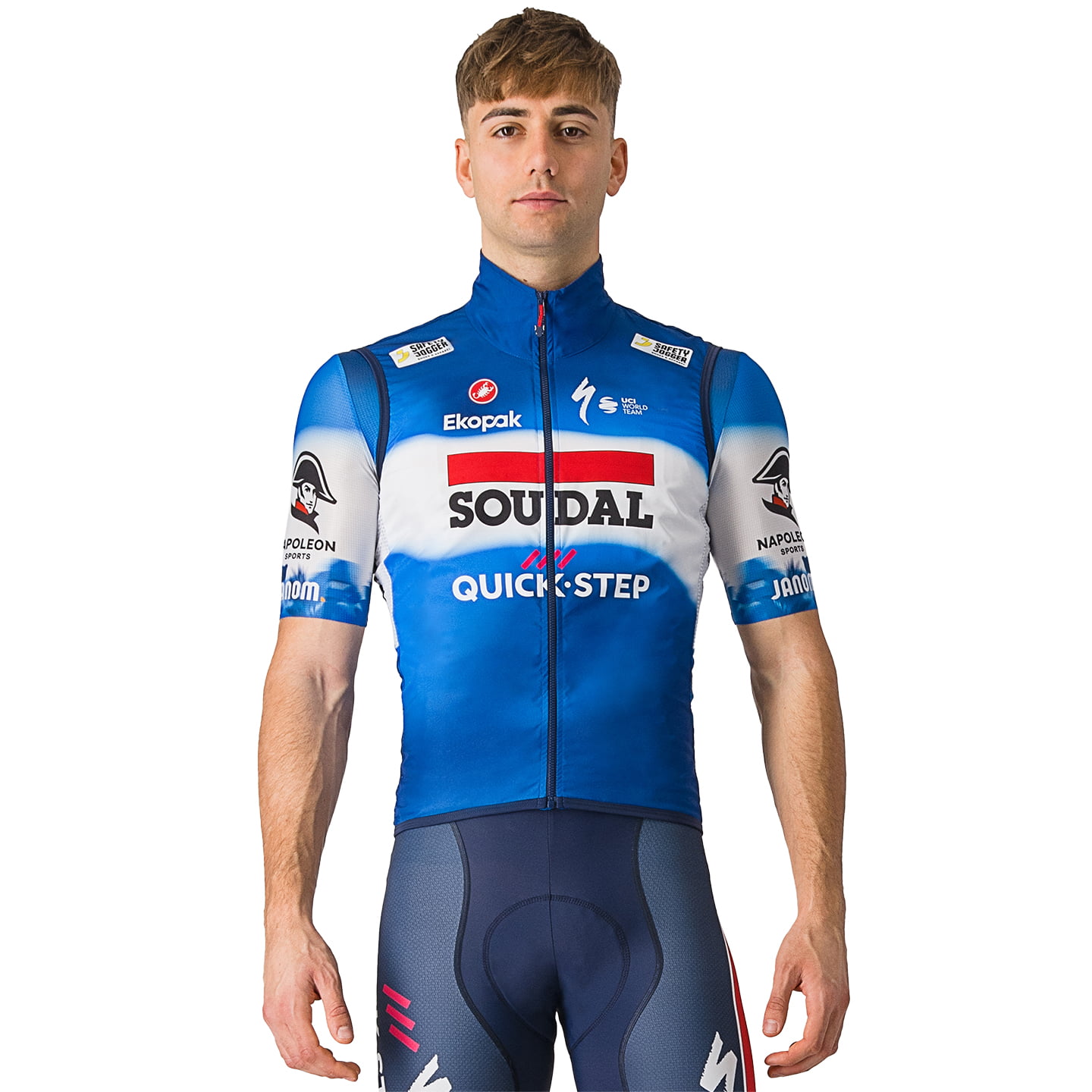 SOUDAL QUICK-STEP 2024 Wind Vest, for men, size S, Cycling vest, Cycling clothing