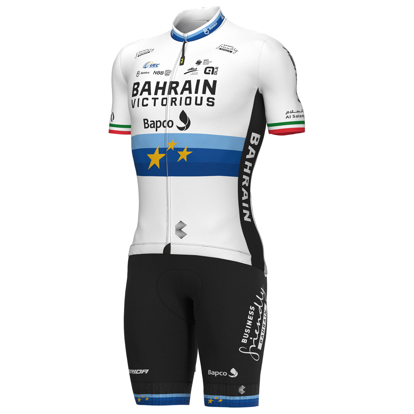 BAHRAIN - VICTORIOUS European Champion 2022 Set (cycling jersey + cycling shorts) Set (2 pieces), for men, Cycling clothing
