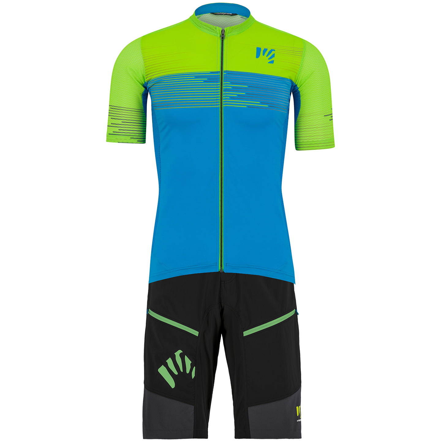 KARPOS Green Fire Set (cycling jersey + cycling shorts) Set (2 pieces), for men