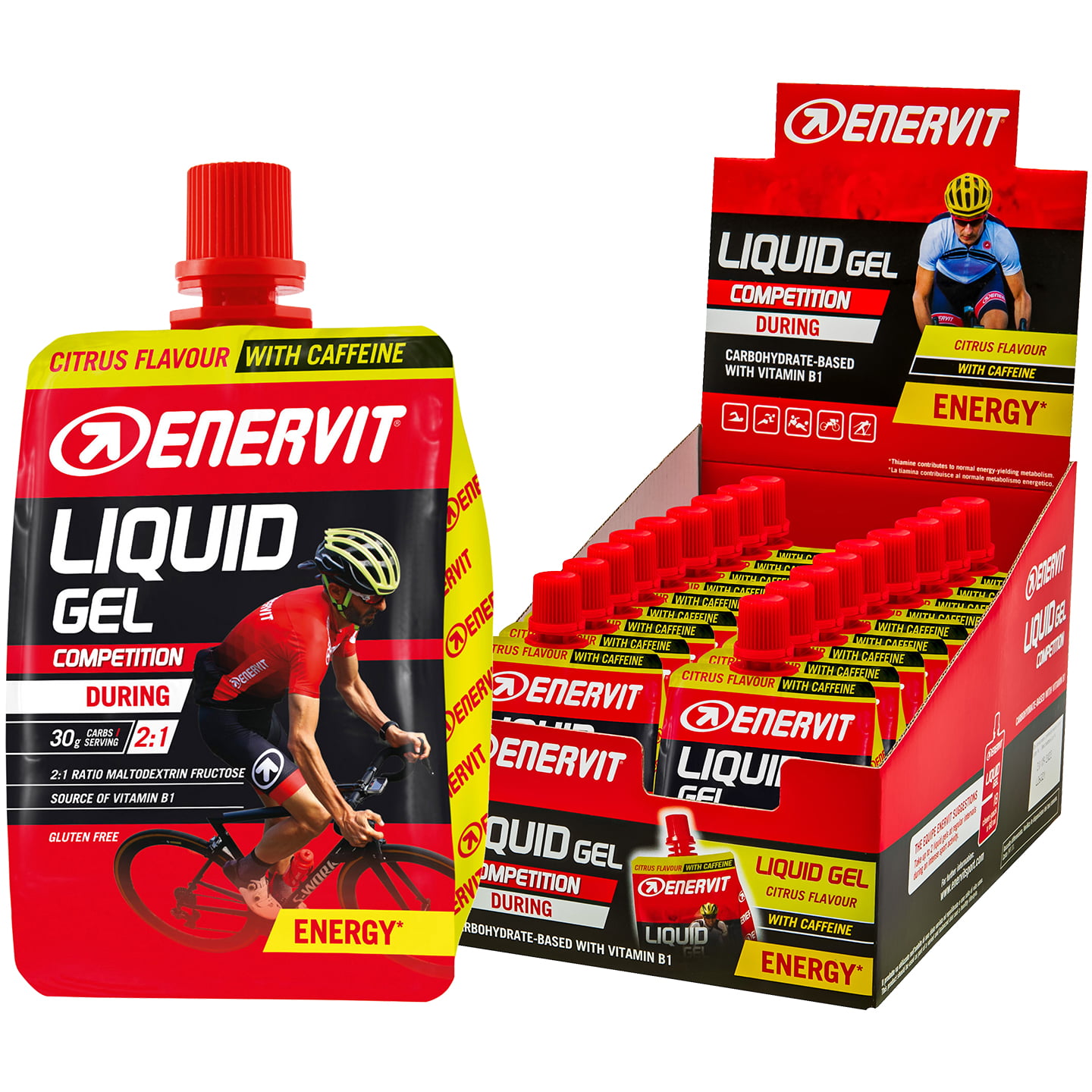 ENERVIT Sport Liquid Gel Citrus Caffeine 18 uds./caja, Gel energético, Alimentos