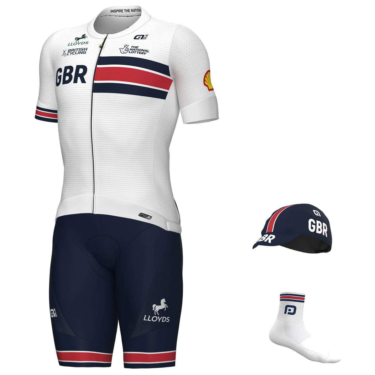 BRITS NATIONAAL TEAM Race 2025 Maxi-Set (4 stukken), voor heren, Fietskleding