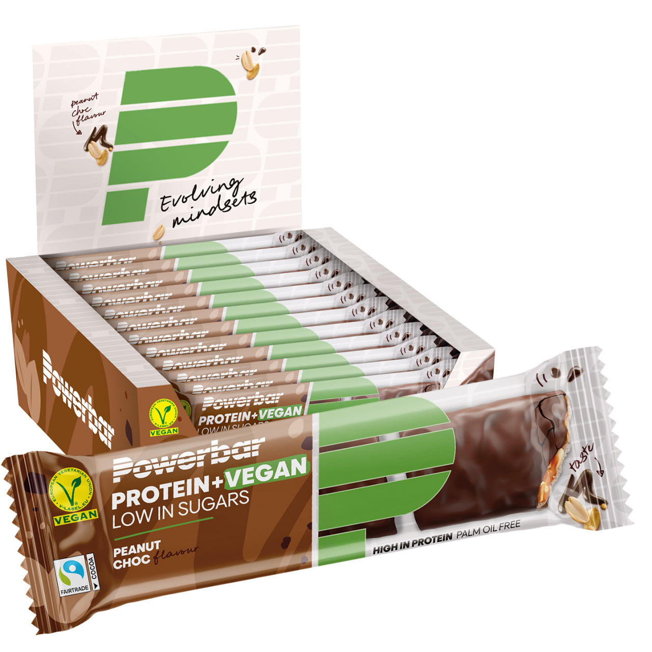 Proteine+ vegane a basso contenuto di zuccheri Peanut Chocolate 12 St.
