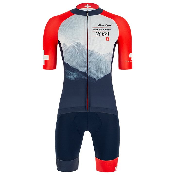 TOUR DE SUISSE 2021 Set (fietsshirt + fietsbroek), voor heren, Fietskleding