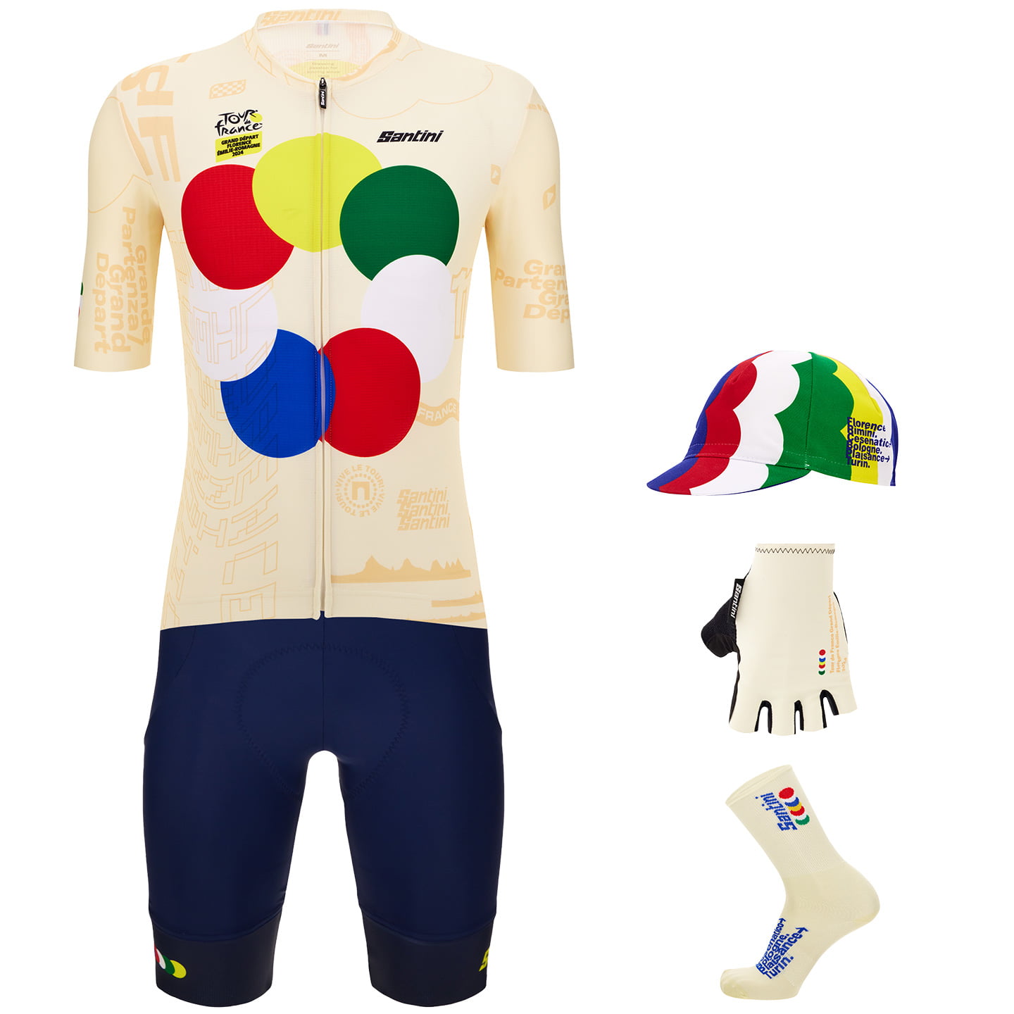 TOUR DE FRANCE Grand Depart Florence 2024 Maxi-Set (5 pieces), for men, Cycling clothing