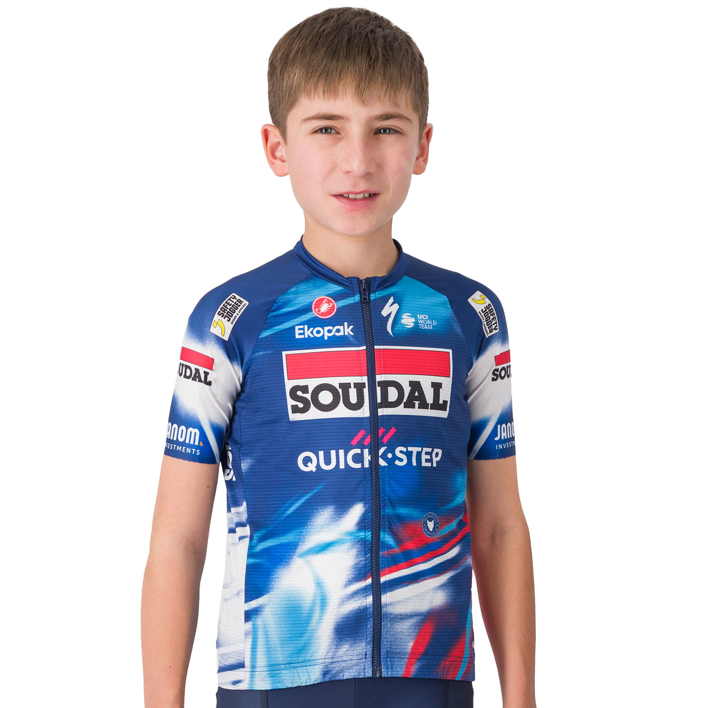SOUDAL-QUICK-STEP kindertrui met korte mouwen 2025 fietsshirt met korte mouwen,