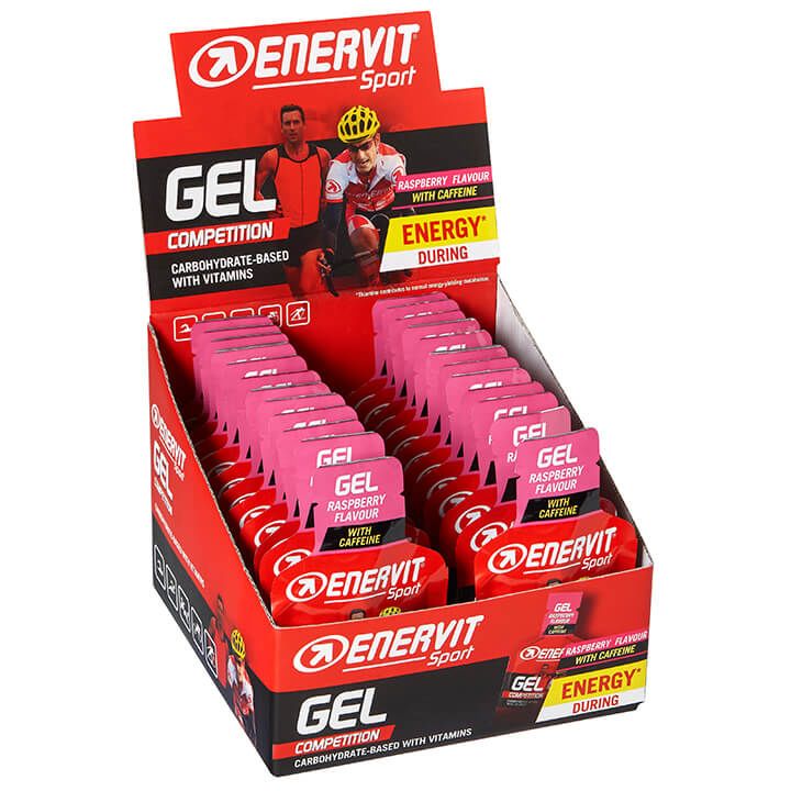 ENERVIT Sport Gel Raspberry with Caffeine, Sportgel, Prestatievoeding