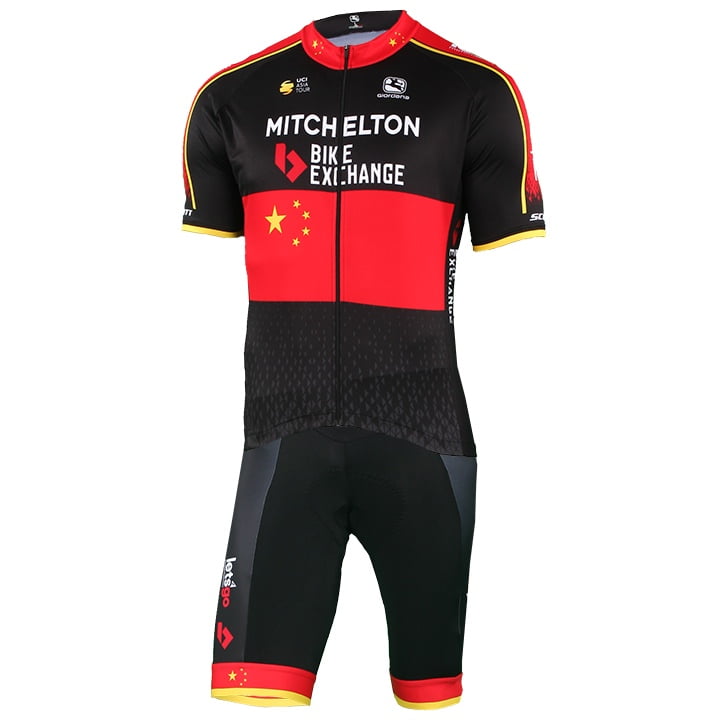 MITCHELTON - SCOTT Chinese Champion 2019 Set (cycling jersey + cycling shorts), for men, Cycling clothing