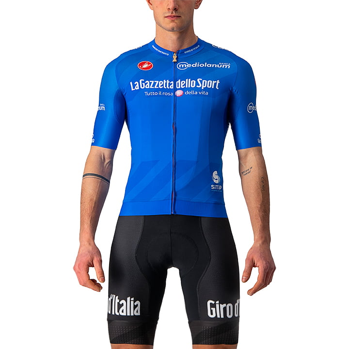 GIRO D'ITALIA Maglia Azzurra Race 2021 Set (fietsshirt + fietsbroek), voor heren