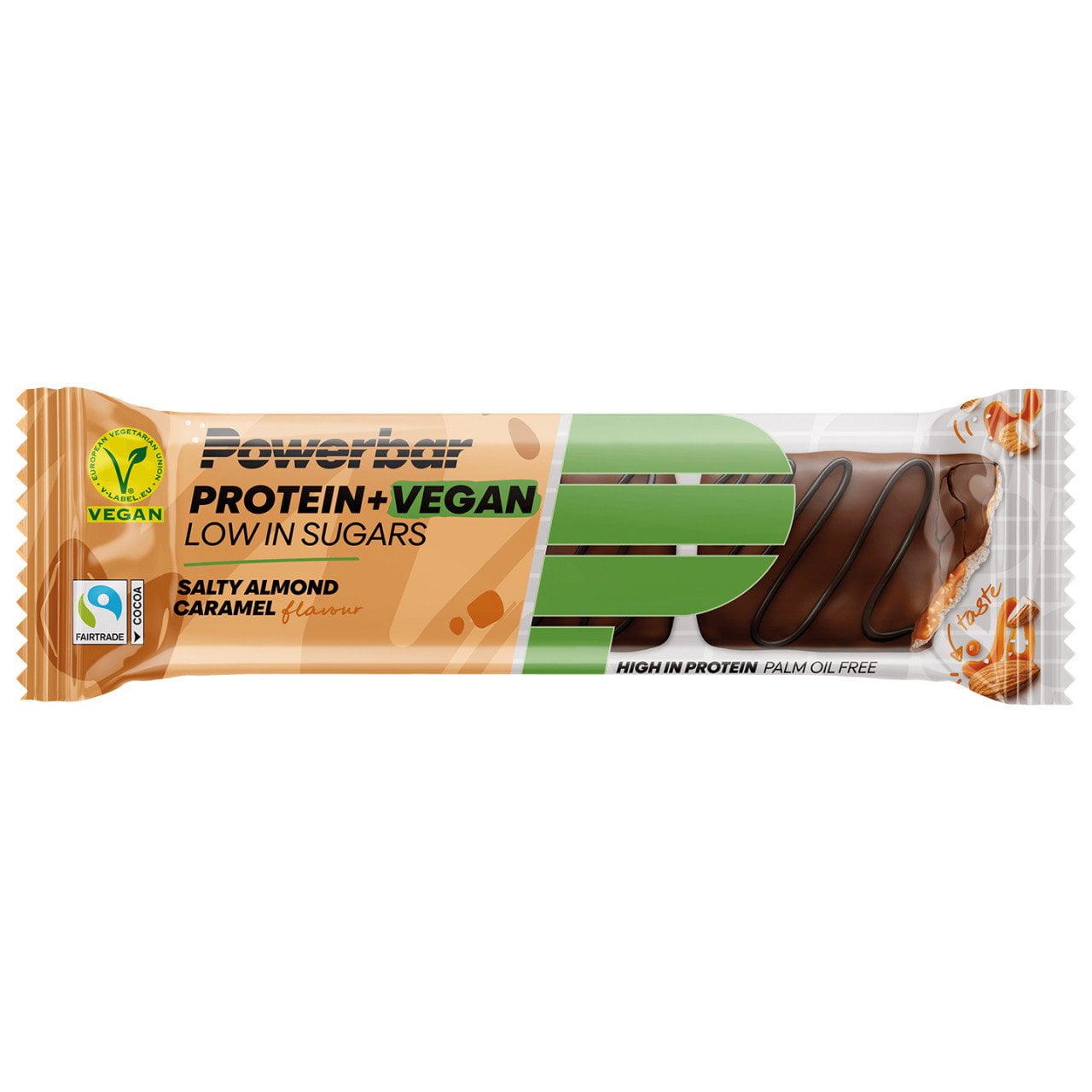 Proteine+ vegane a basso contenuto di zuccheri Caramello salato alle mandorle 12 St.