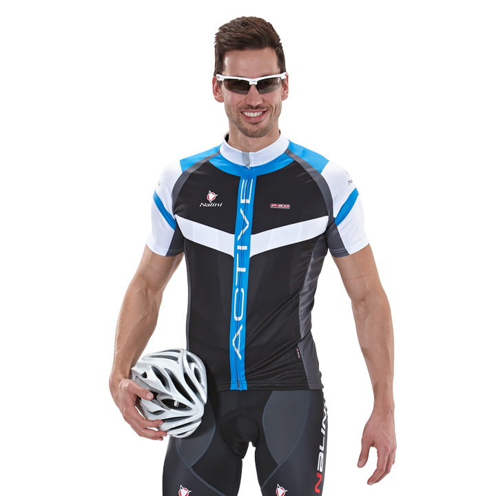 NALINI PRO Rigel, blauw-zwart fietsshirt met korte mouwen, voor heren, Maat S, W