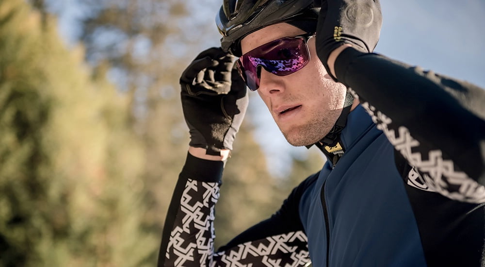 Cyclist in winter bike clothing