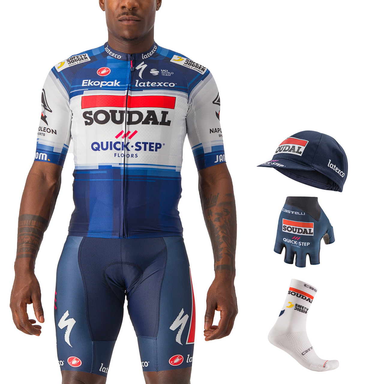 Castelli World Champion Soudal Quick-Step 2023 Short Sleeve Jersey, White