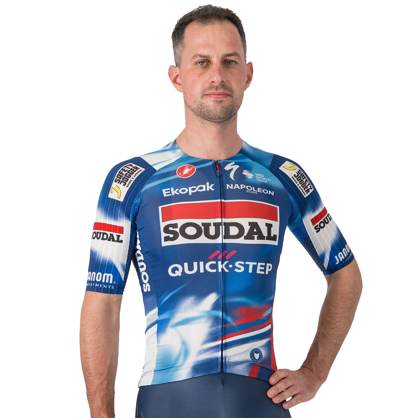 SOUDAL-QUICK-STEP Aero Race 2025 fietsshirt met korte mouwen, voor heren, Maat