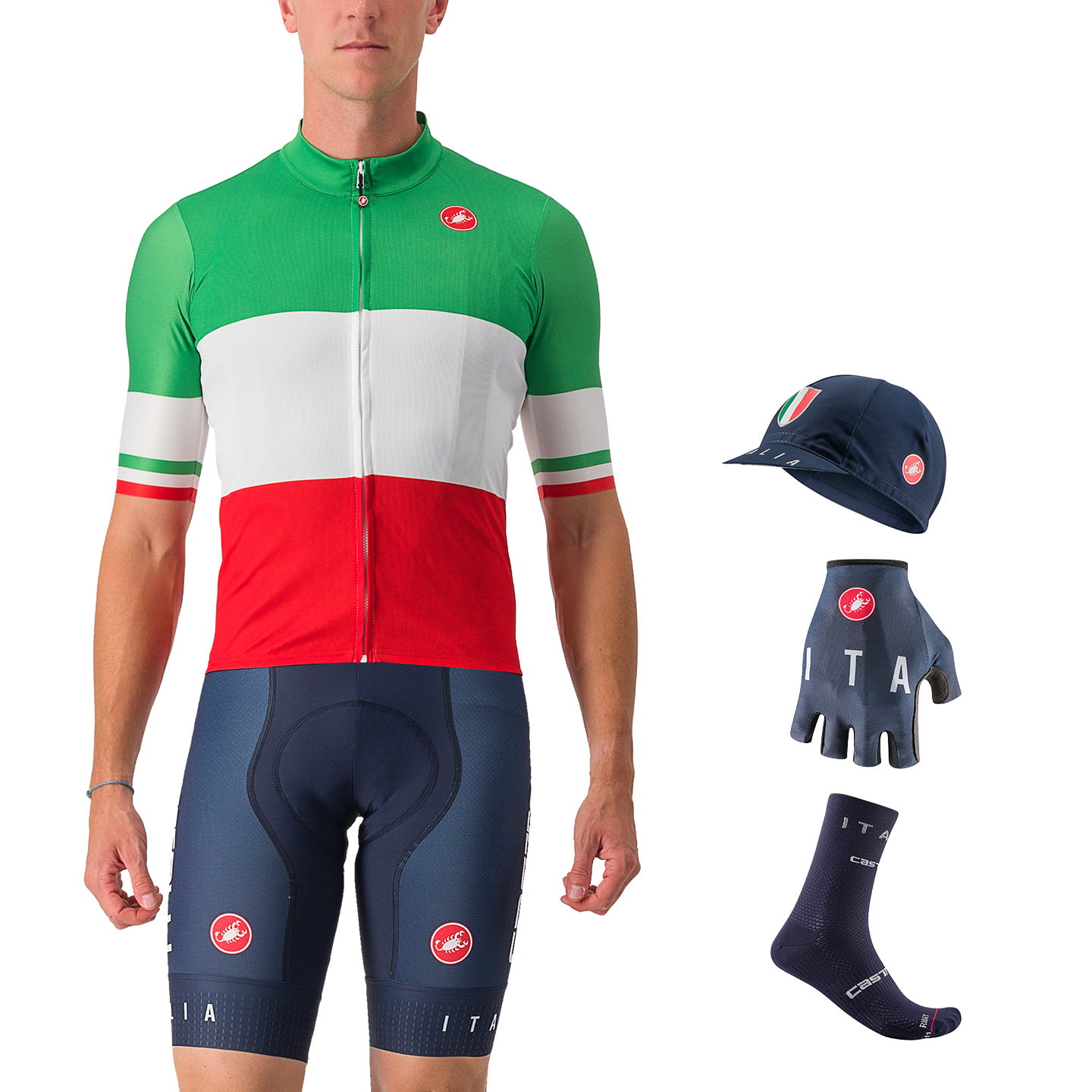 ITALIAN NATIONAL TEAM 2024 Maxi-Set (5 pieces), for men, Cycling clothing