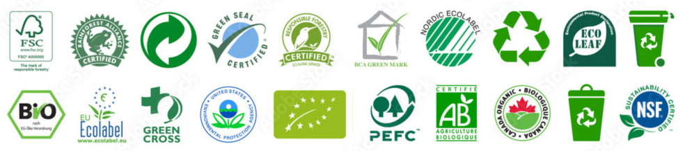 Nachhaltigkeit-verschiedene Logos