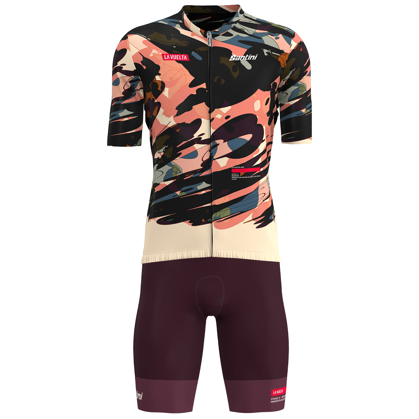LA VUELTA Cuito Negru 2024 Set (fietsshirt + fietsbroek) set (2 artikelen), voor